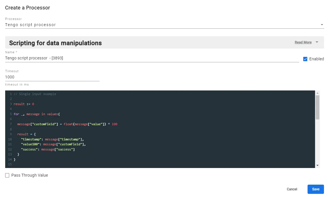 Tengo Script parameters
