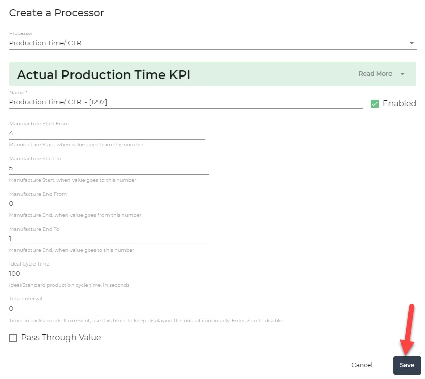 Edit a Processor dialog box