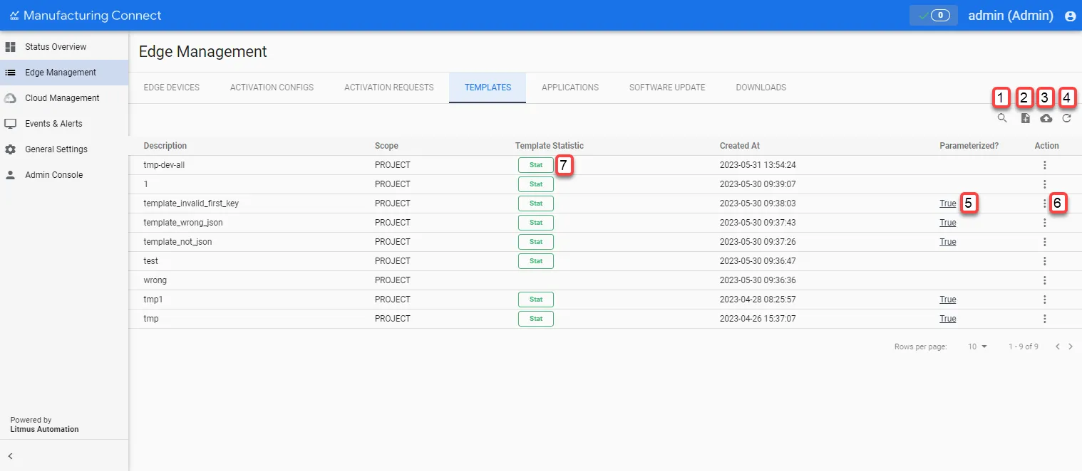 Manufacturing Connect User UI : Templates