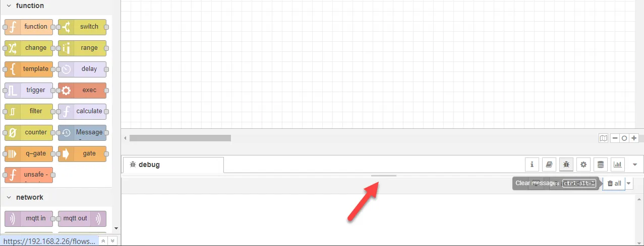 Flow canvas message window
