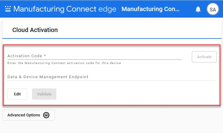 Activation fields for Manufacturing  Connect activation