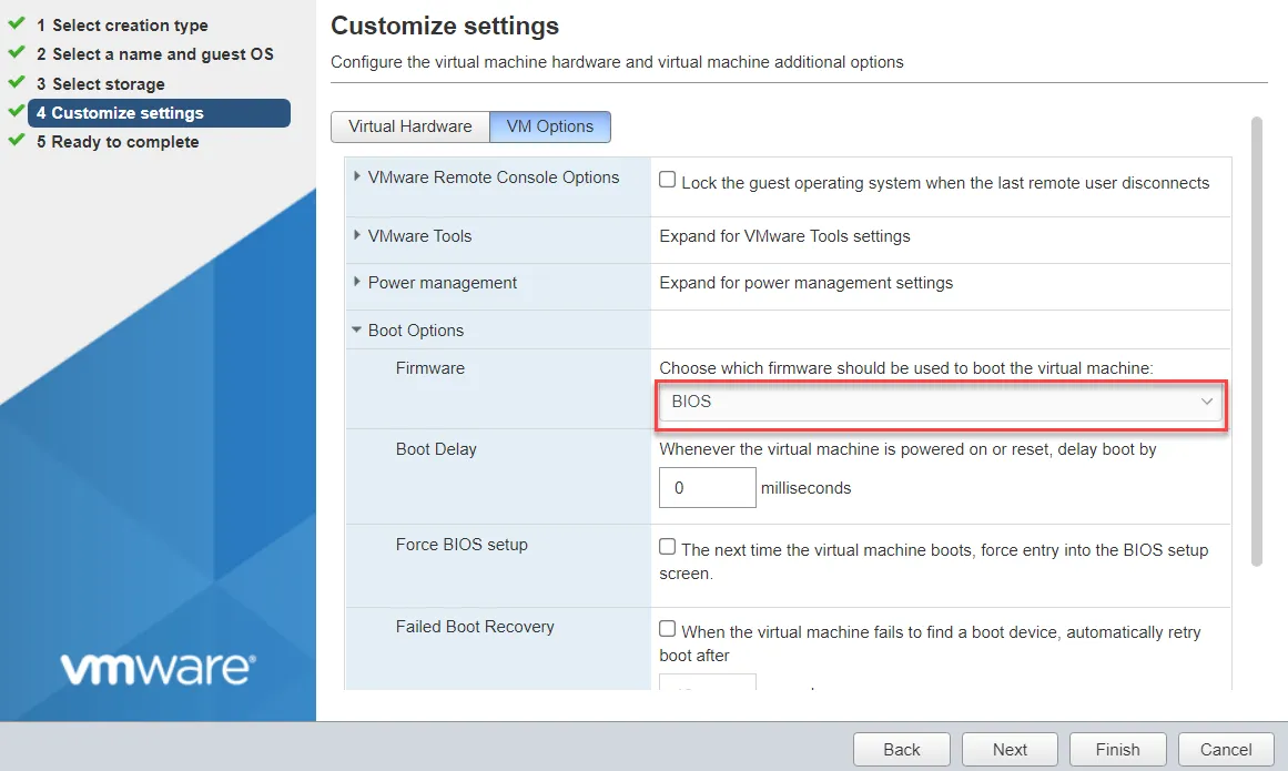 The VM Options section The VM Options section
