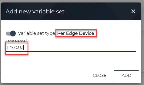 Add new variable set dialog box Add new variable set dialog box