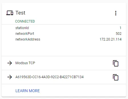 Successful connection to slave simulator