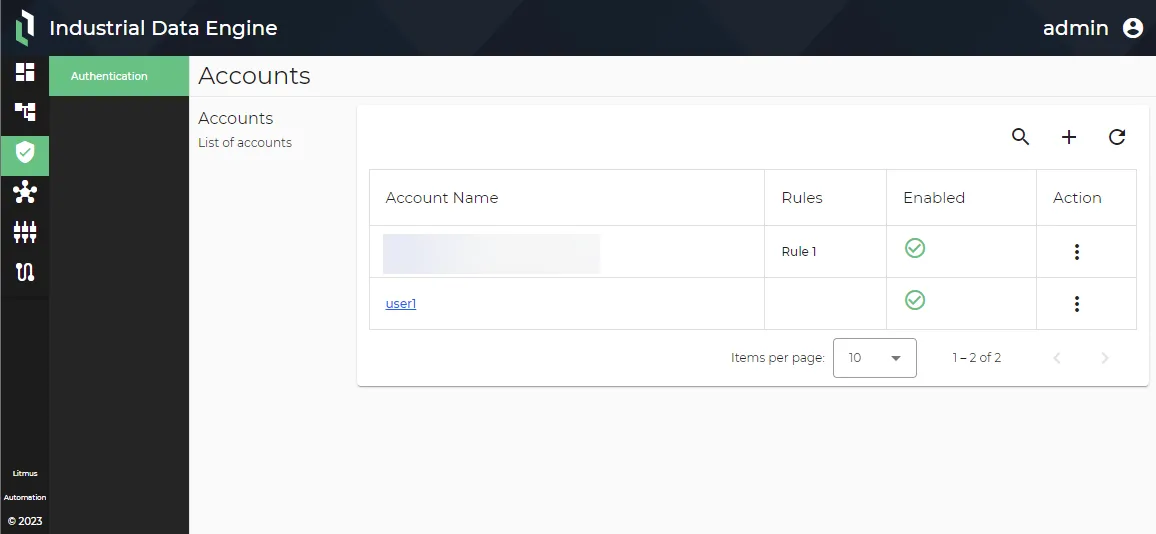 New user listed in Accounts