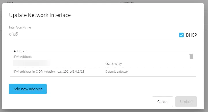Update Network Interface Update Network Interface
