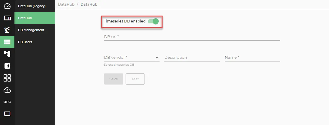 Timeseries DB toggle