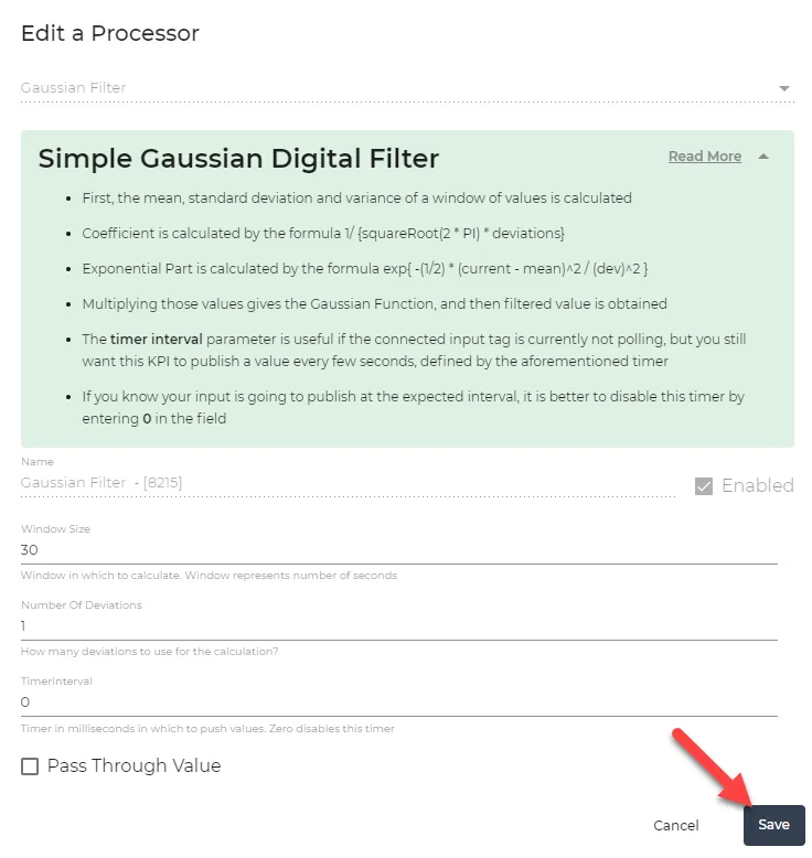 Edit a Processor dialog box