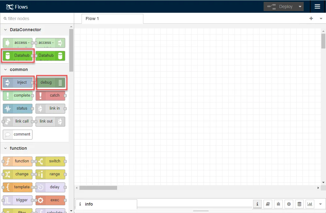 The DataHub Subscribe, Inject, and Debug nodes The DataHub Subscribe, Inject, and Debug nodes