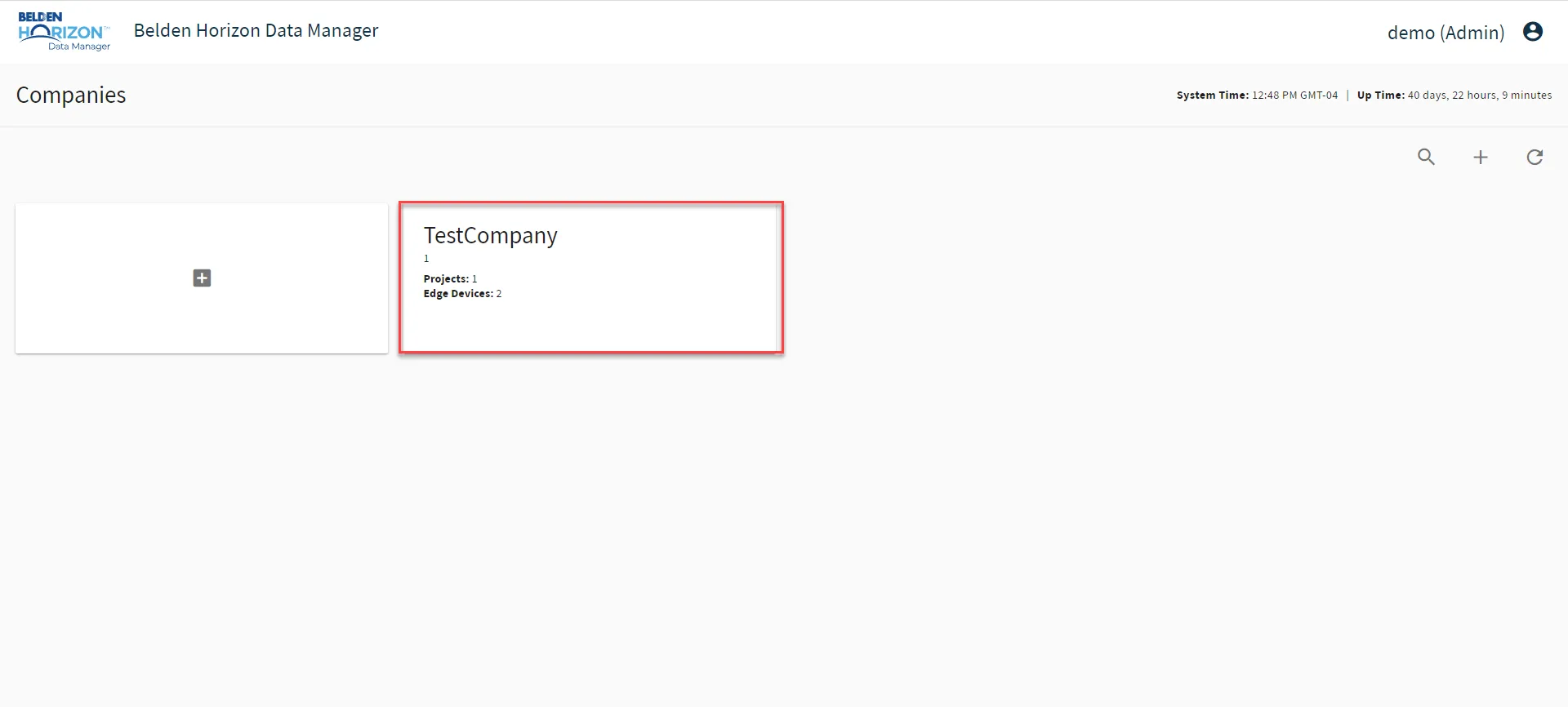 Belden Horizon Data Manager User UI : Companies List
