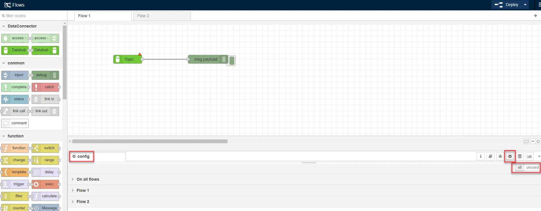 Configuration nodes tab