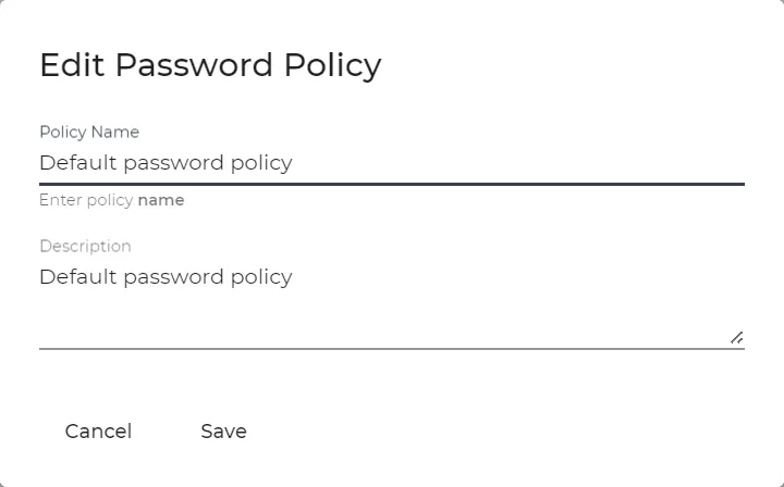 Edit Password Policy dialog box