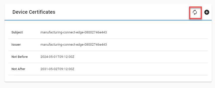 Reset to self-signed device certificate icon Reset to self-signed device certificate icon