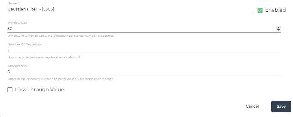 Gaussian Filter parameters Gaussian Filter parameters