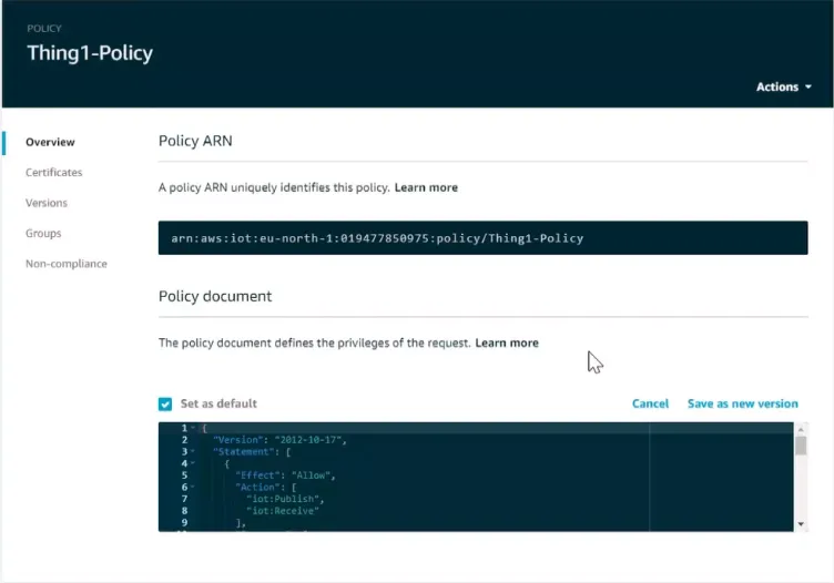 Edit Policy screen Edit Policy screen