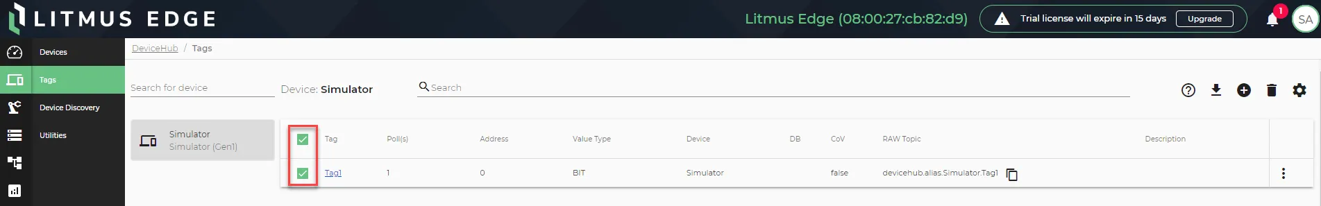 Check boxes for tags
