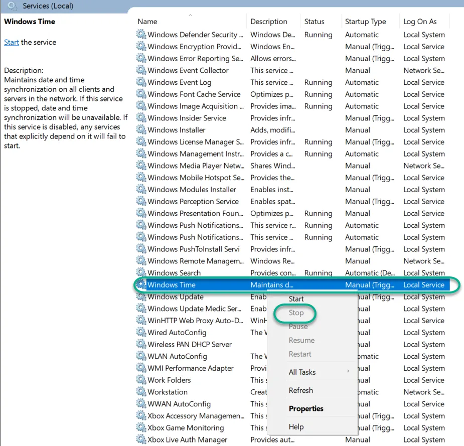 The Windows Time service