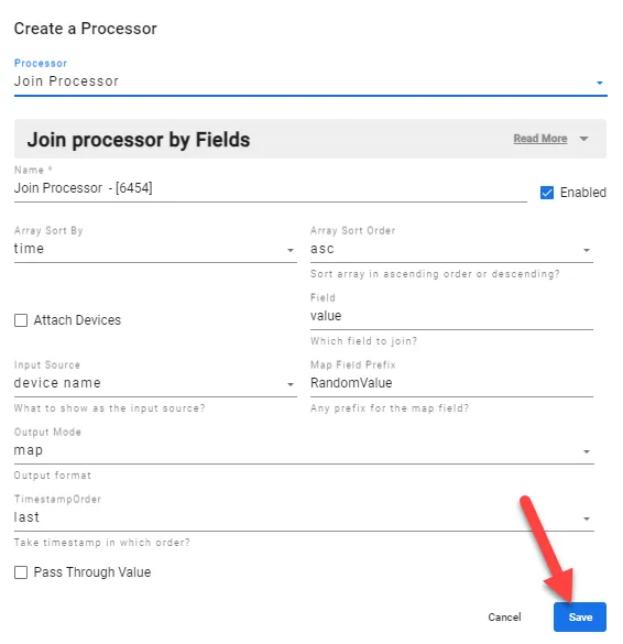 Join Processr dialog box with Map Output