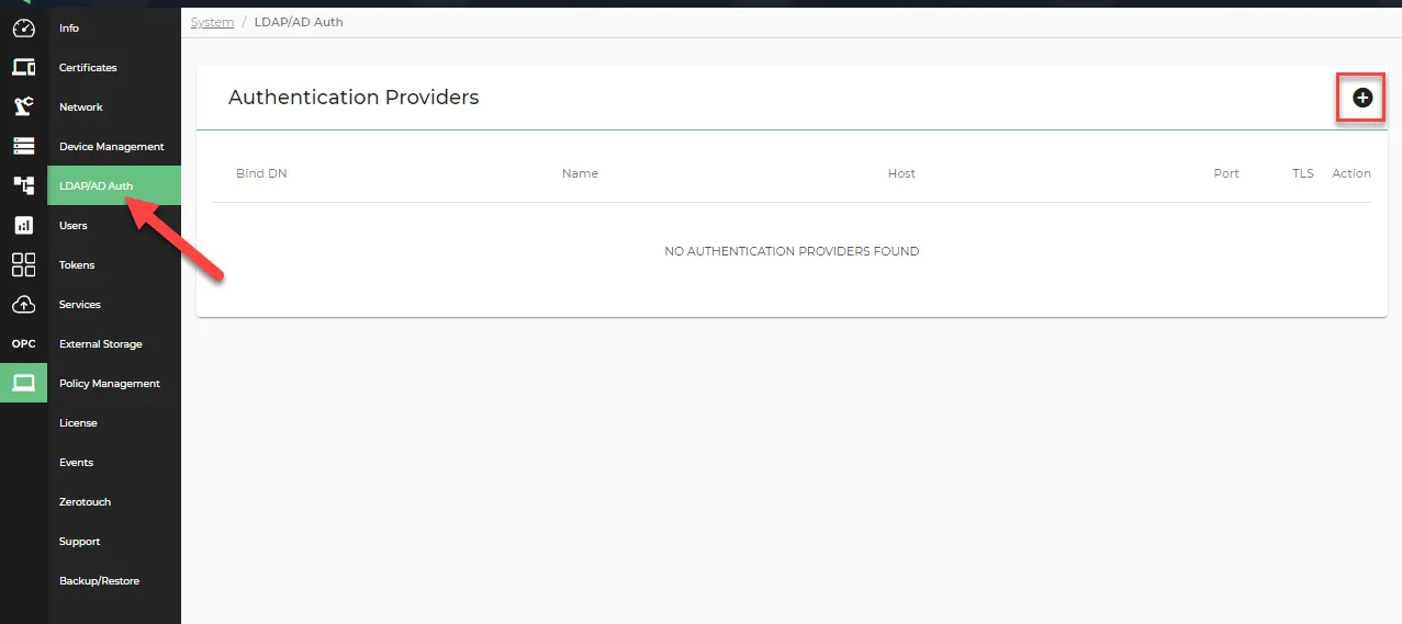 System > LDAP/AD Auth Page