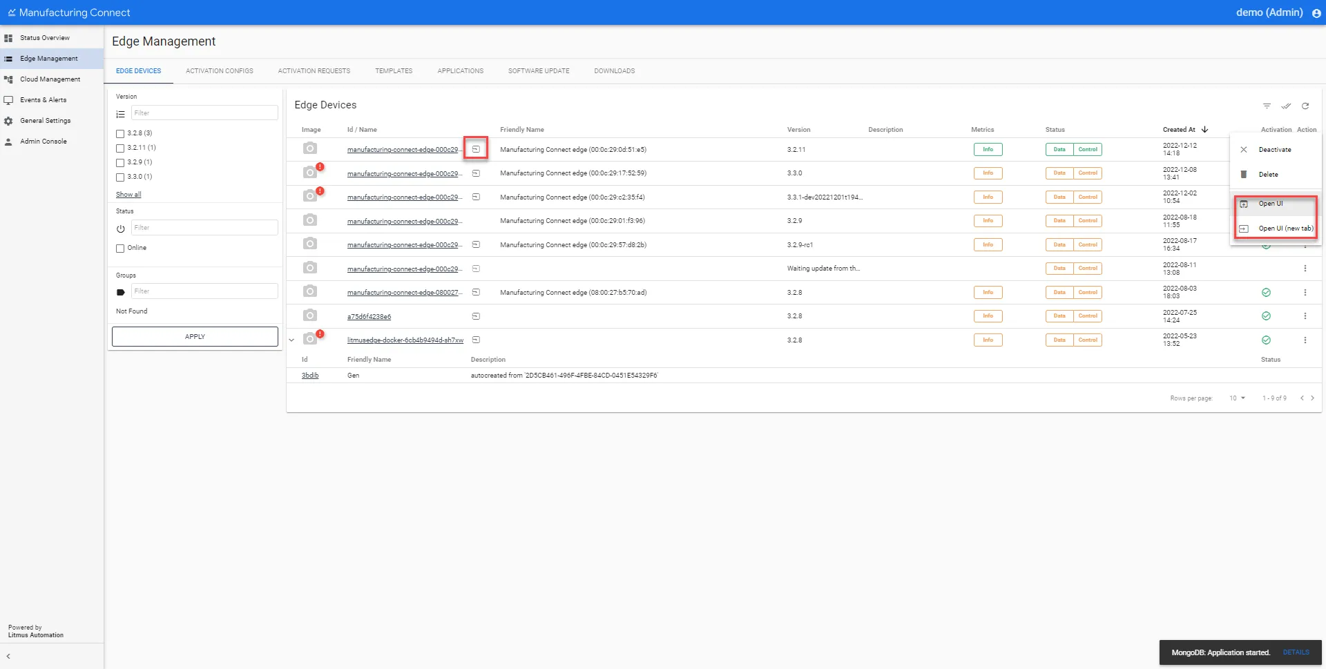 Open Manufacturing Connect Edge UI icon