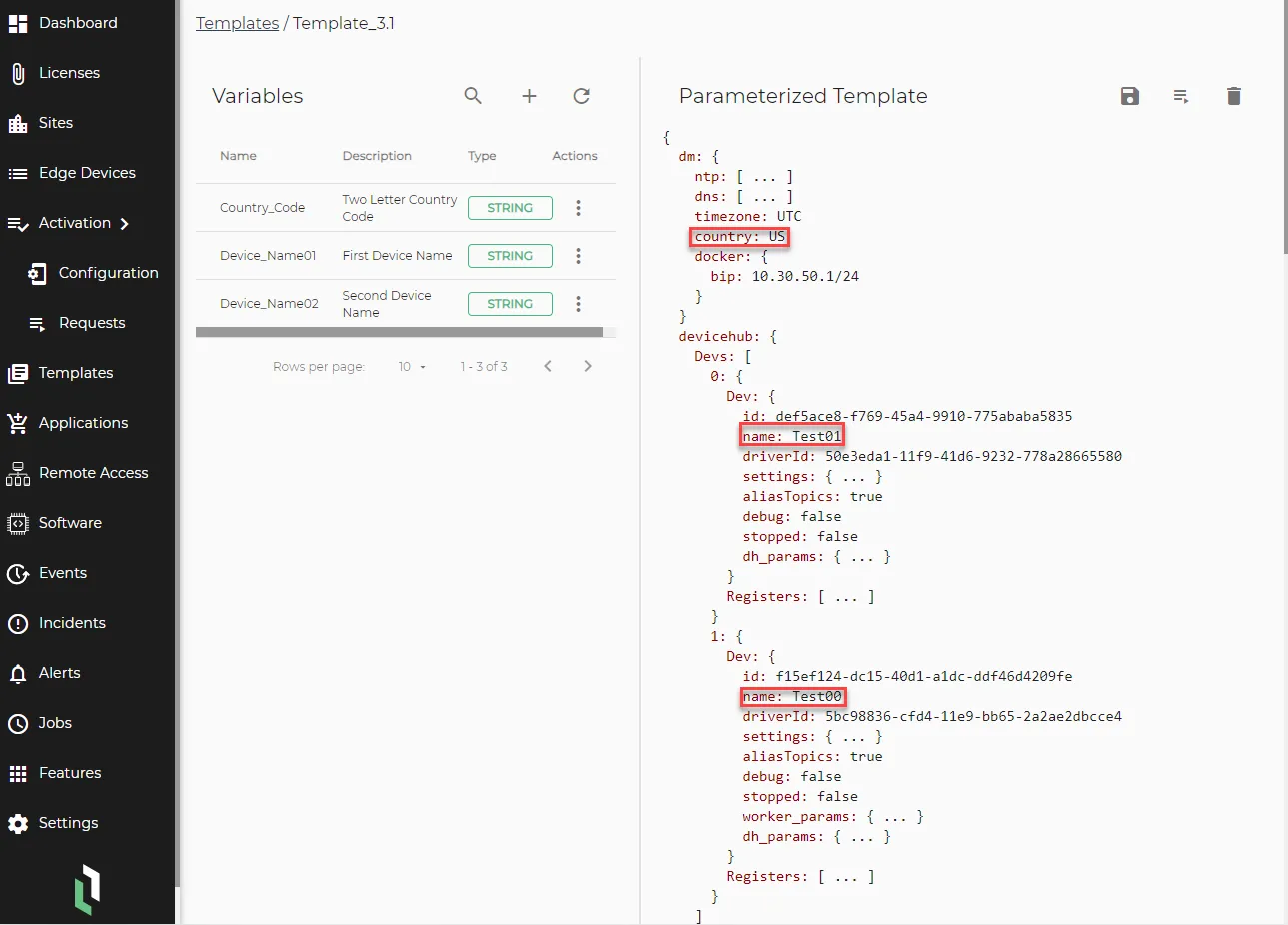 Parametrized Template panel Parametrized Template panel