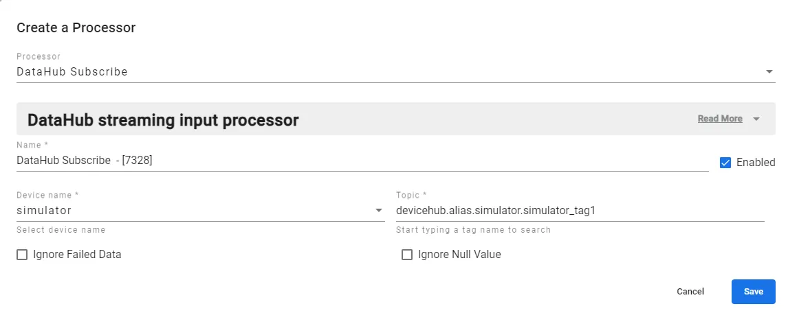DataHub Subscribe parameters