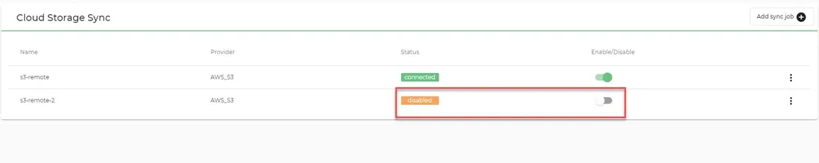 Disabled sync job