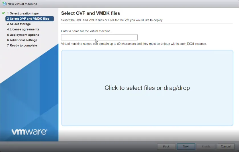 Select OVF/VDMK file panel