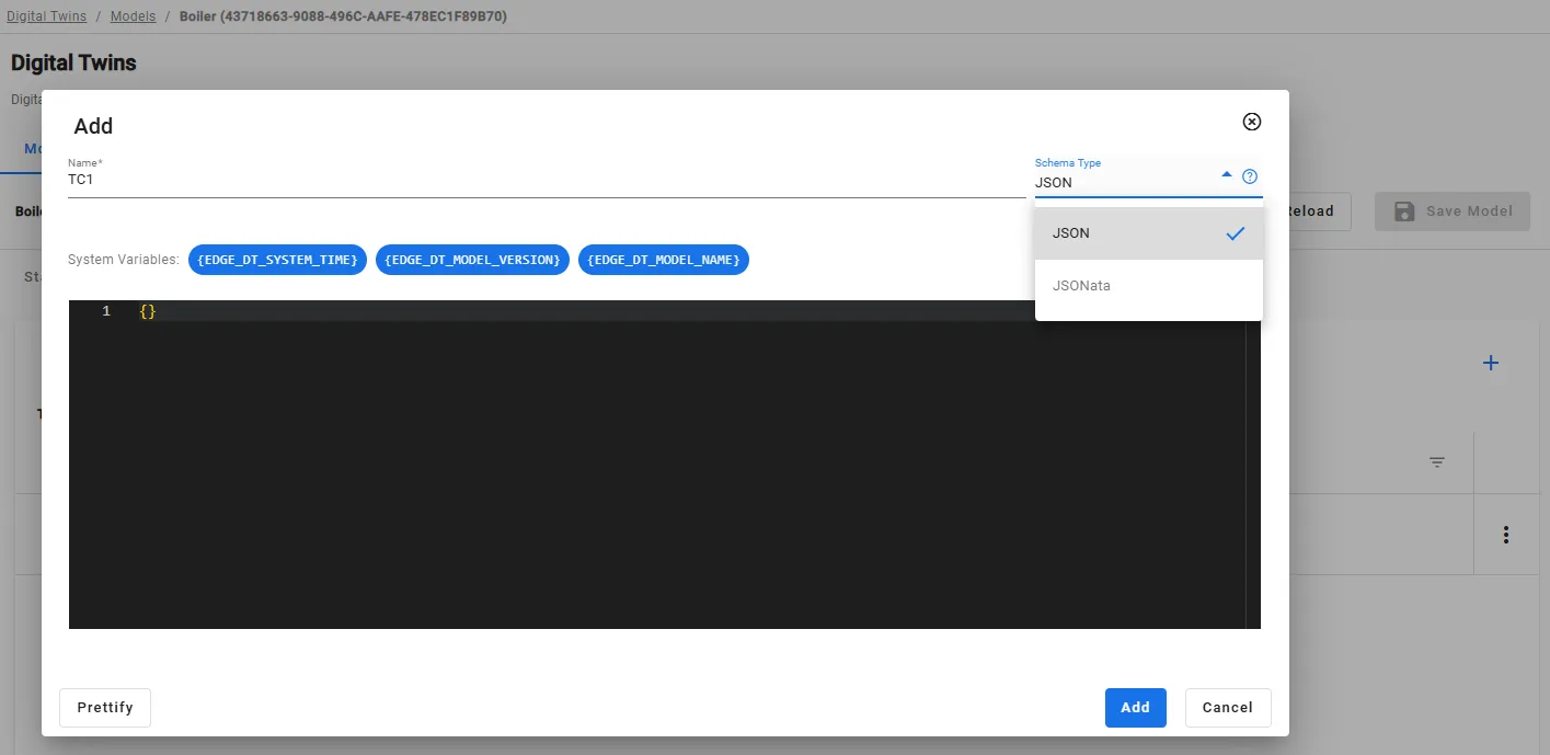 New schema dialog with the Name field and Schema Type list New schema dialog with the Name field and Schema Type list