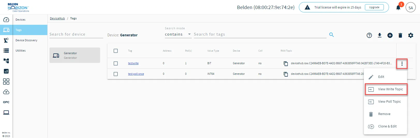 View Write Topic option