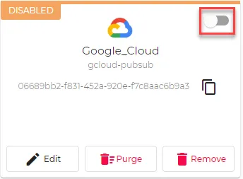 Toggle to enable connector Toggle to enable connector