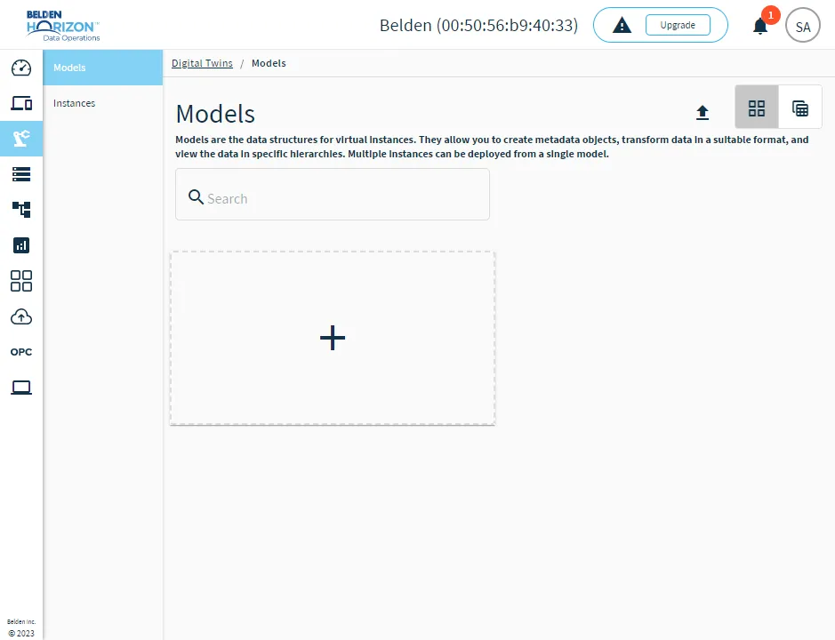 Digital Twins Models pane