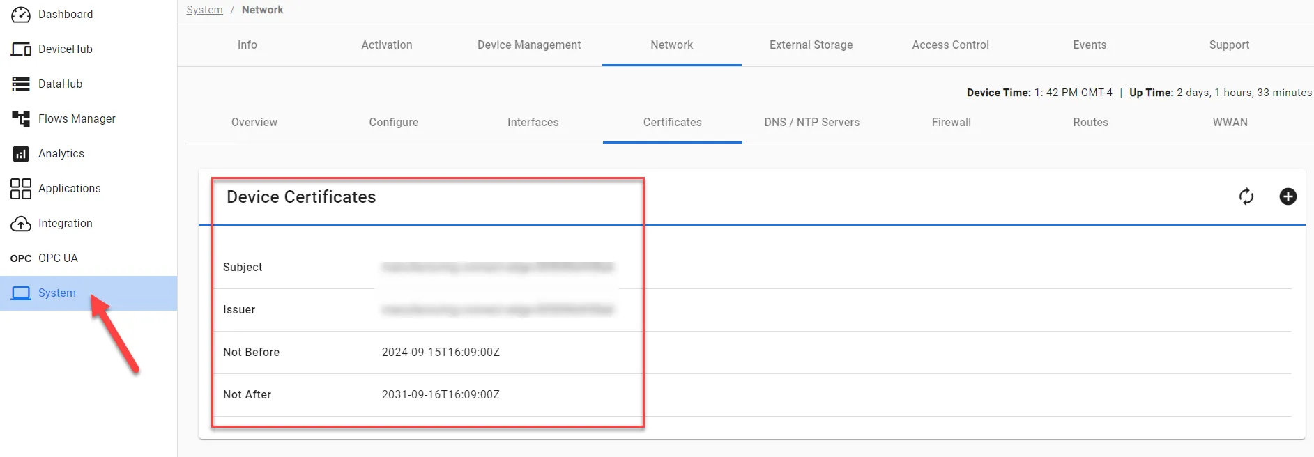 Systems > Network page Systems > Network page