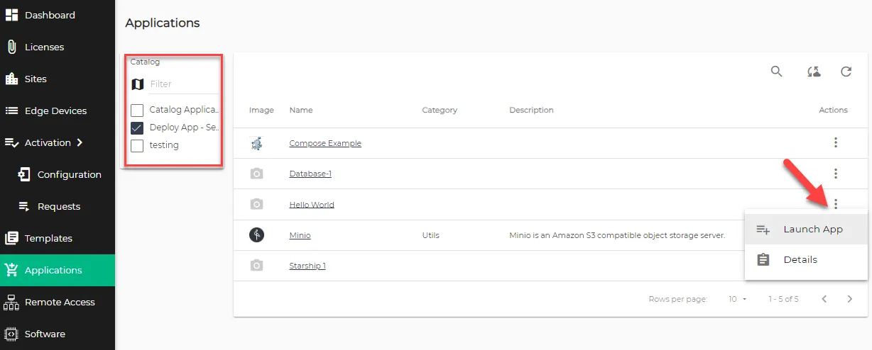 Applications pane Applications pane