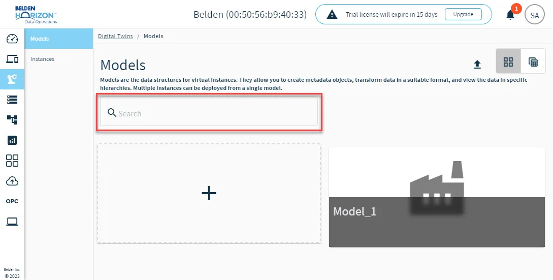 Model search bar Model search bar