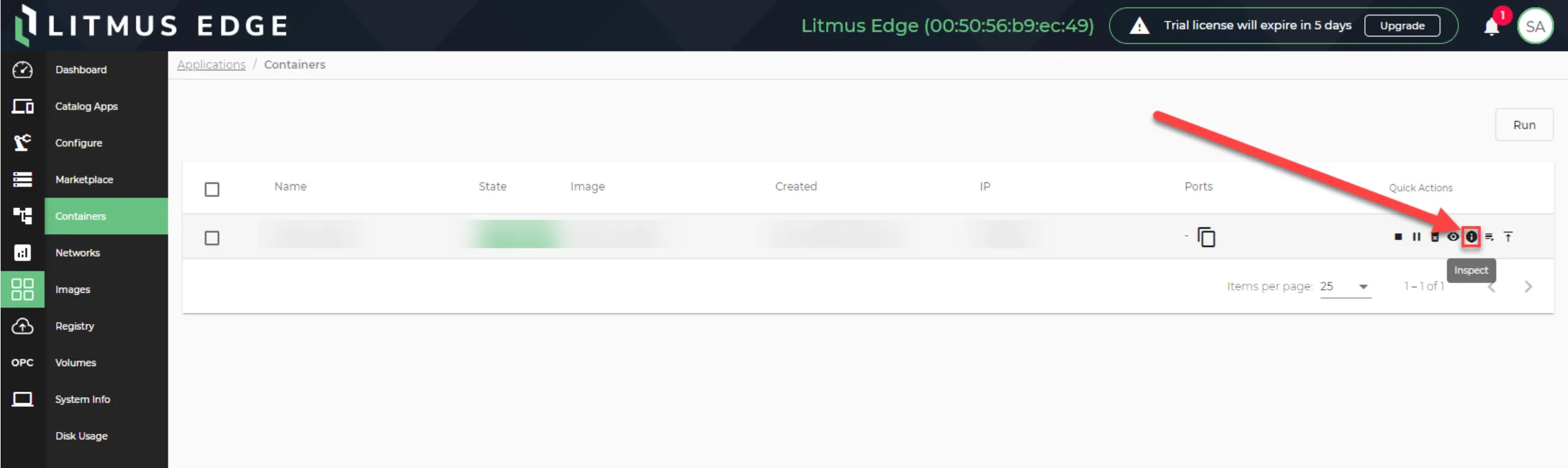 Inspect button location Inspect button location