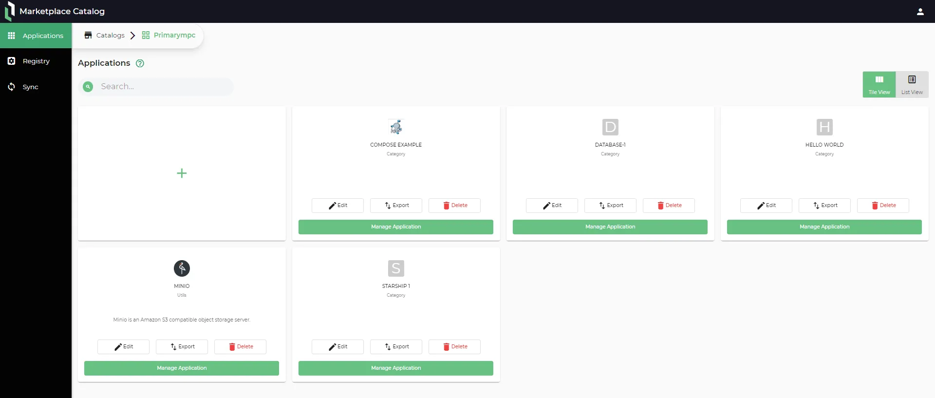 Applications pane