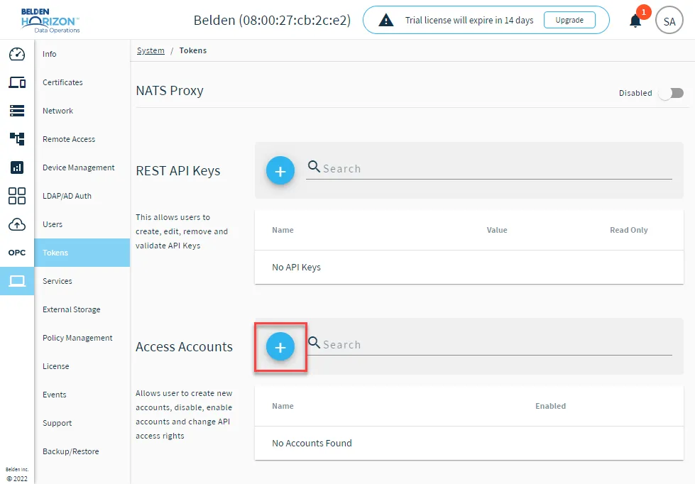 Add Access Account icon