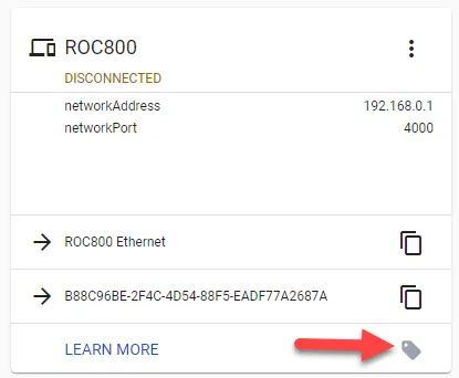 Browse tag option shown for a device 