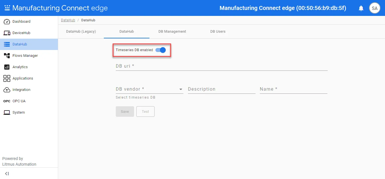 Timeseries DB toggle
