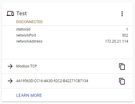 Disconnected status for device