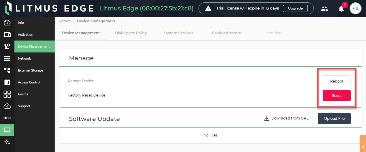 Management options for edge devices