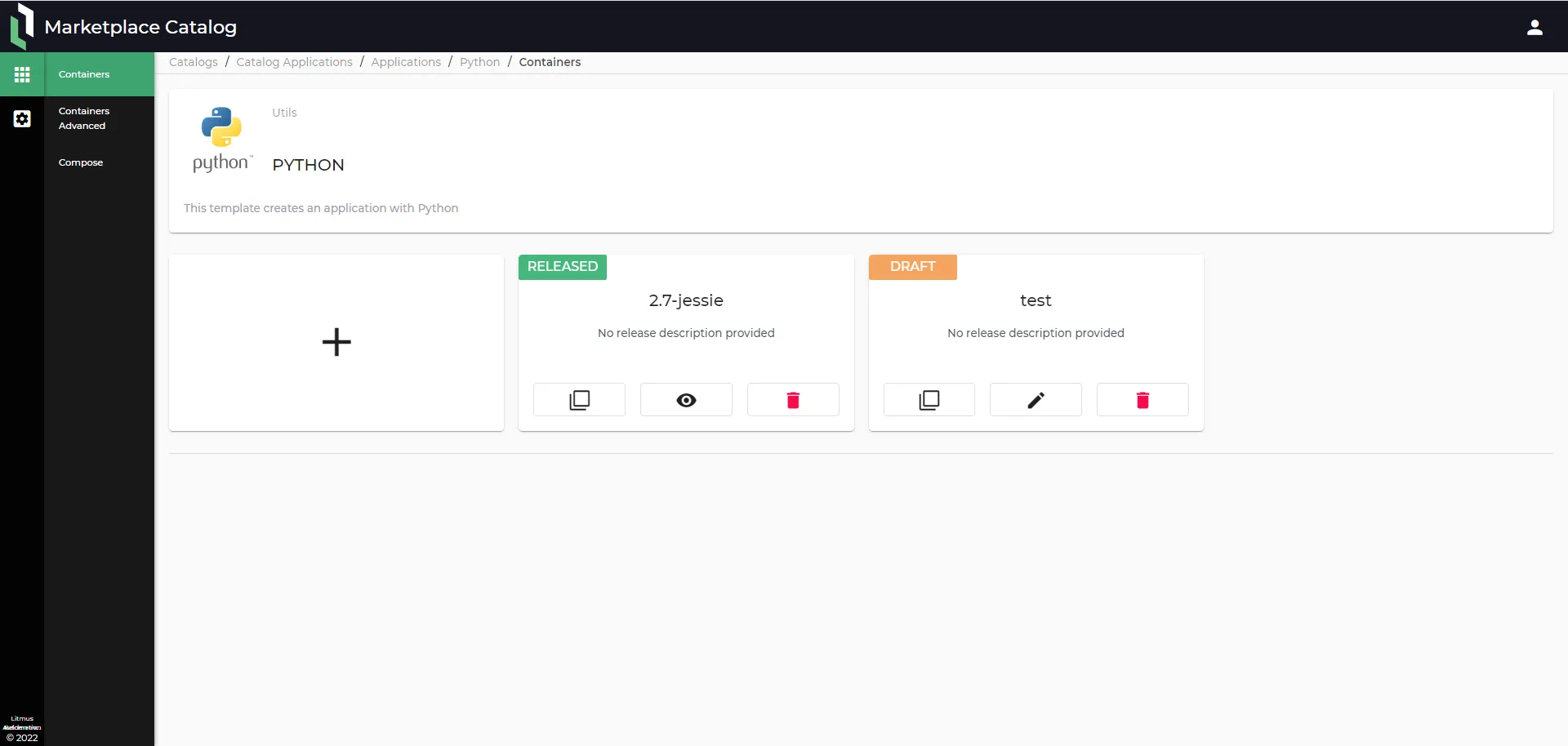 Catalog Applications: Containers/Containers Advanced/Compose