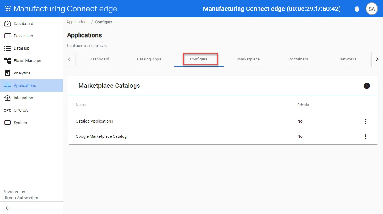 Configure pane