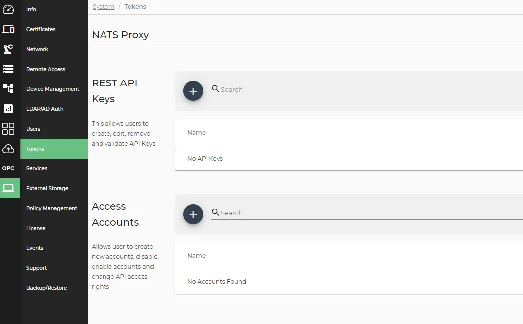 The NATS Proxy pane The NATS Proxy pane