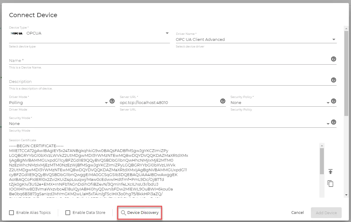 Device Discovery option