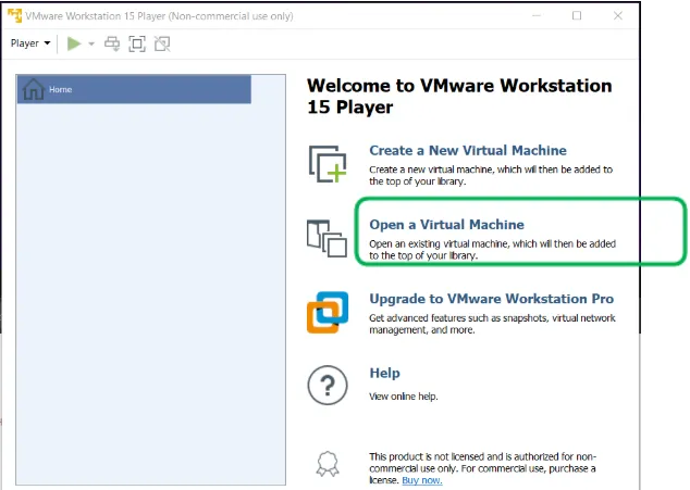 VM Workstation panel VM Workstation panel