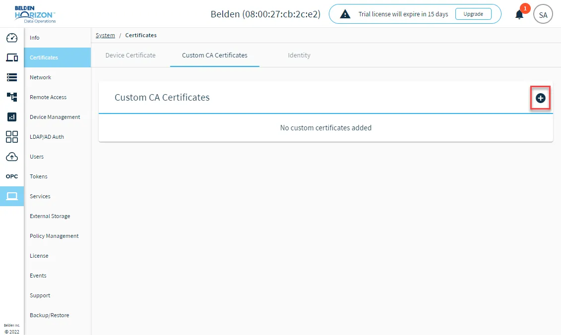 Add Custom CA Certificate icon Add Custom CA Certificate icon