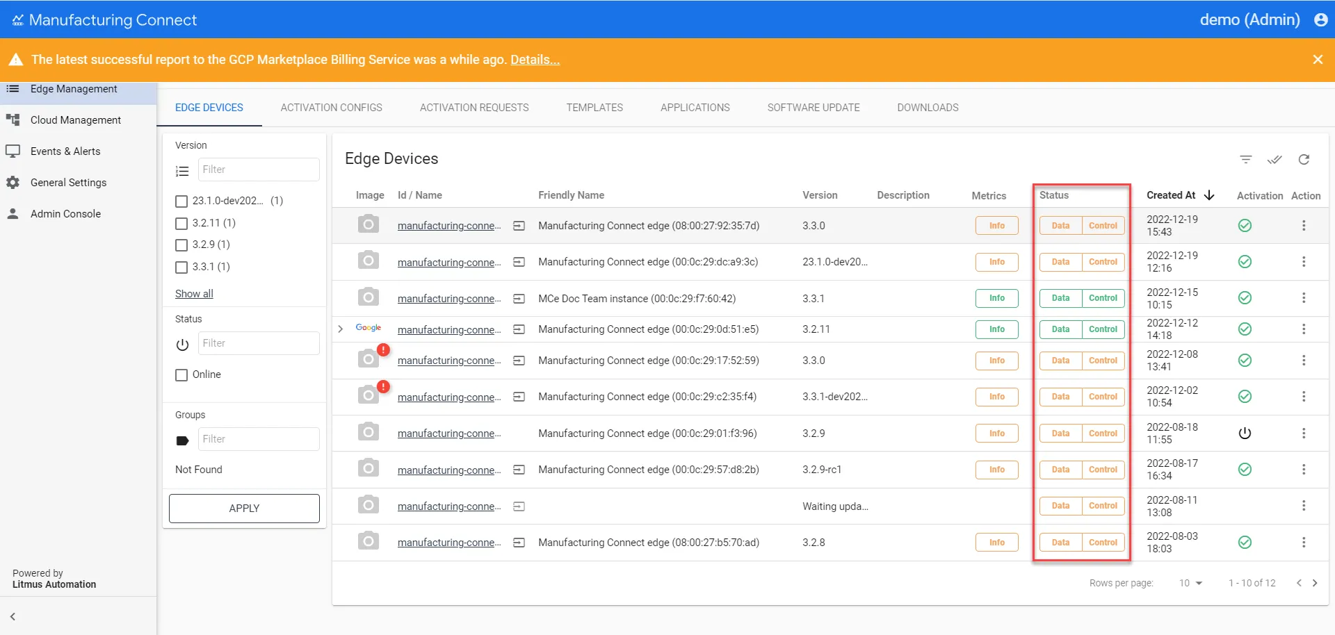Screenshot of MQTT and LWM2M statuses Screenshot of MQTT and LWM2M statuses