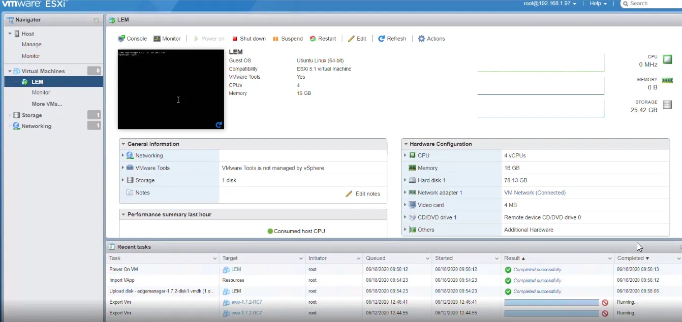 Succesfully generated virtual machine 